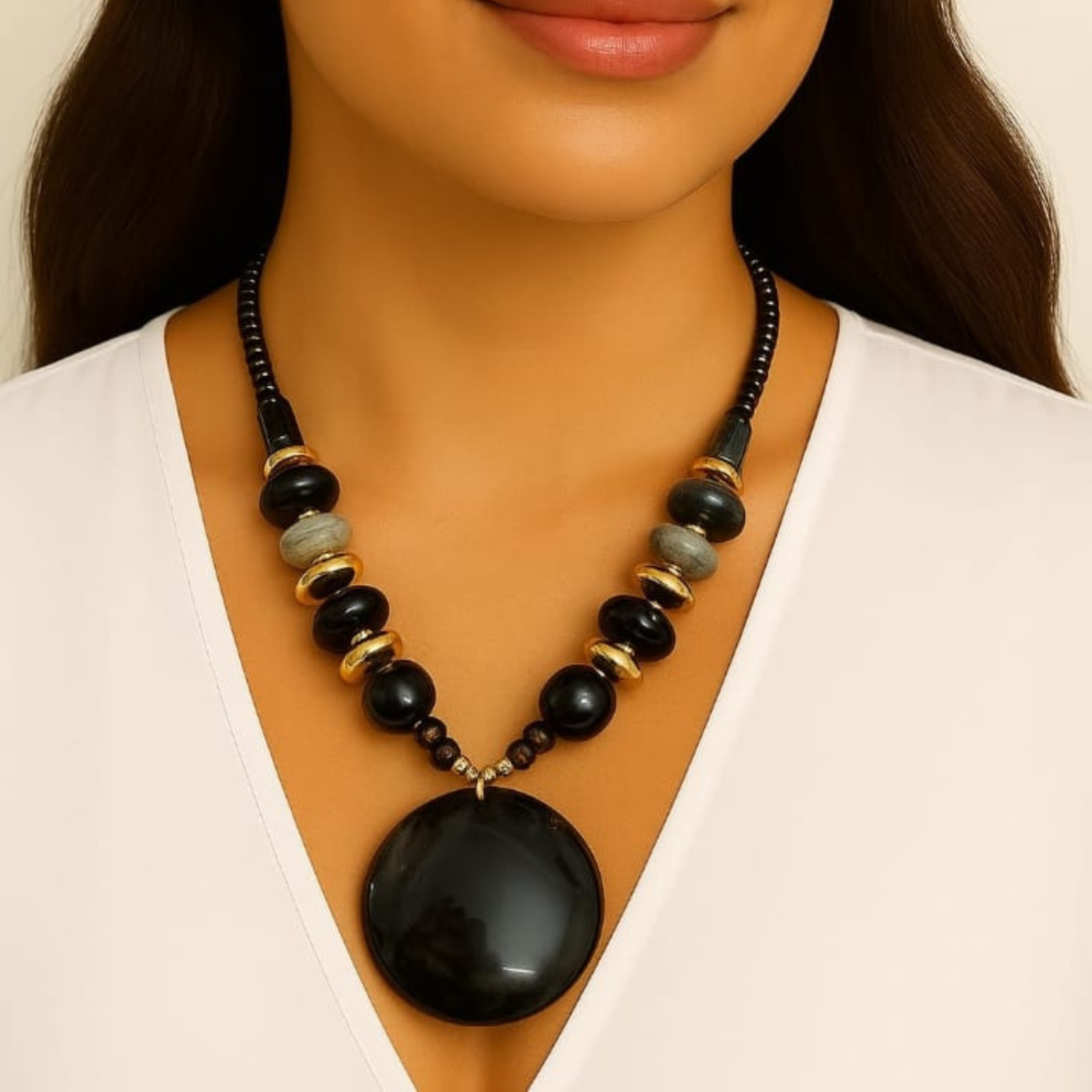 Crystal Bead Neckpiece-Black